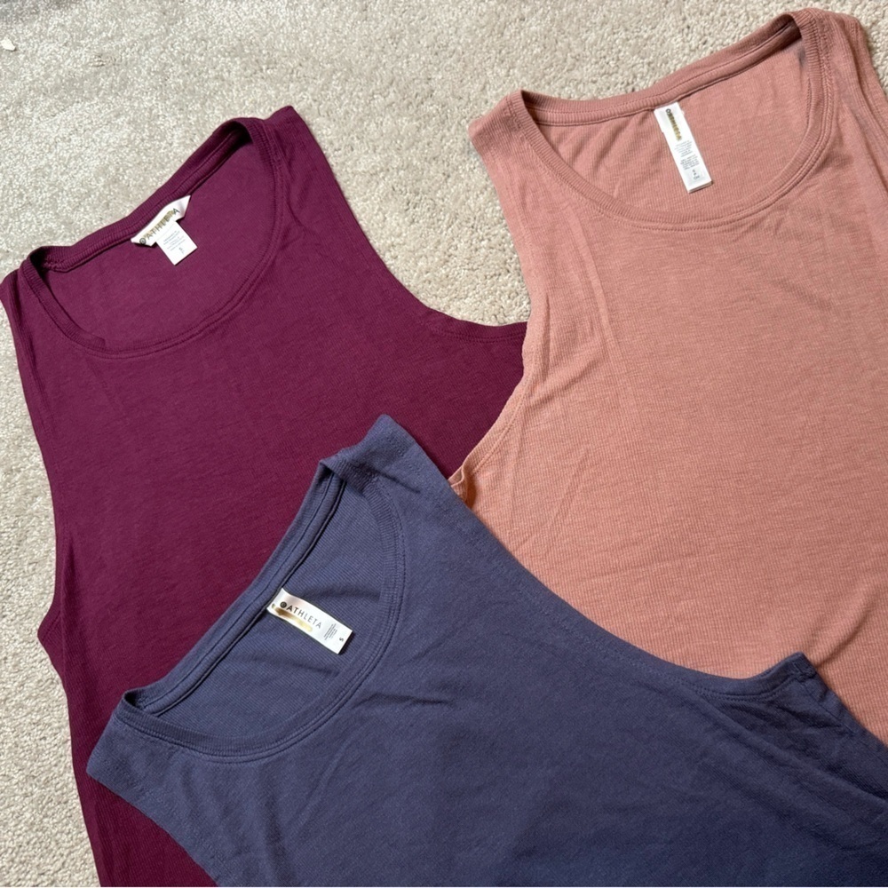 Athleta Softest Well Rested Rib Sleep Tank Blue Sz S - Picture 4 of 5